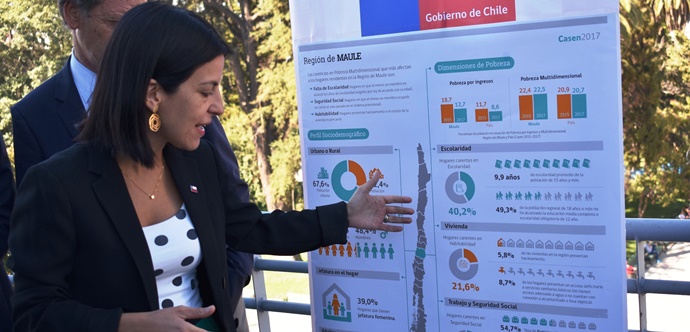 Subsecretaria de Evaluación Social, Alejandra Candia, dio a conocer las principales cifras de la encuesta, cuya nueva y remodelada versión se aplicará entre noviembre de 2019 y enero de 2020.