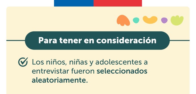 •	674  niños, niñas y adolescentes de Magallanes fueron seleccionados de forma aleatoria en la muestra, con una forma de conocer sus preocupaciones e intereses respecto al tiempo que otorgan en sus actividades diarias.  