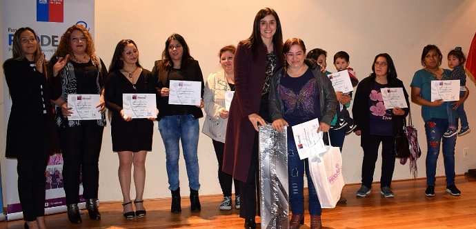 A través del programa de la Fundación de Promoción y Desarrollo de la Mujer PRODEMU, que ejecuta en convenio con el Ministerio del Trabajo y Previsión Social vía transferencia monetaria del Ministerio de Desarrollo Social.