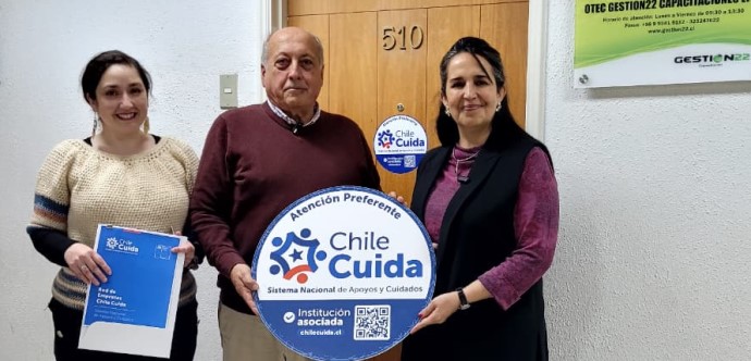 FOSIS, Registro Civil y la OTEC Gestión22 Capacitaciones formarán parte de la Red de Empresas Chile Cuida, ofreciendo atención preferente, tarifas especiales y apoyos a las personas cuidadoras de nuestra región.