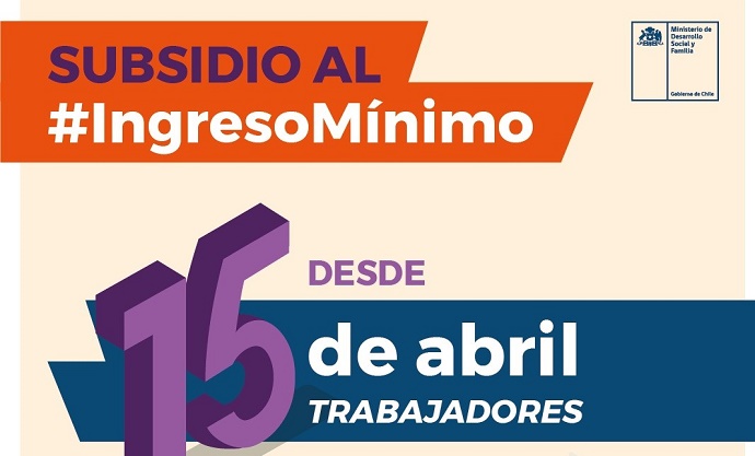 Los trabajadores que ingresen a la página web www.ingresominimo.cl podrán recibir el primer subsidio a partir de mayo.   