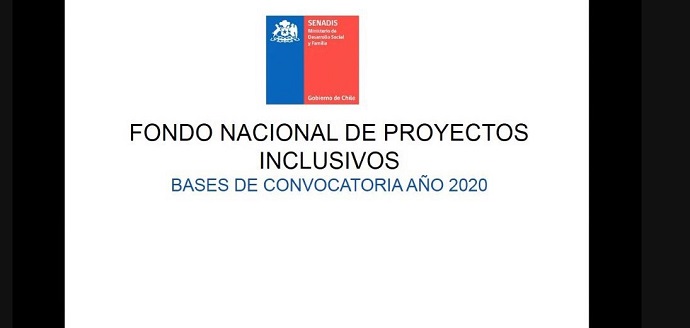 Se podrá postular al Fondo Nacional de Proyectos Inclusivos, FONAPI 2020, través del sitio web de SENADIS, www.senadis.gob.cl, hasta el 27 de agosto de 2020. 